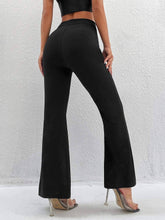 Load image into Gallery viewer, Petite fringe trim split hem flare leg pants