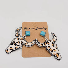 Load image into Gallery viewer, Western Style Cowhide Cowhead Shape Stud Earrings - WJ