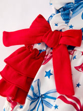 Load image into Gallery viewer, 4th of july Bow Print Girls Romper - $25.99