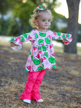 Load image into Gallery viewer, Christmas Girls Cartoon Print Outfit Set