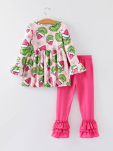 Load image into Gallery viewer, Christmas Girls Cartoon Print Outfit Set