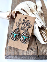 Load image into Gallery viewer, Western Filigree Turquoise Stone Dangle Earrings