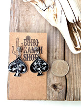 Load image into Gallery viewer, Western Card Themed Marble Spade Drop Dangle Earrings