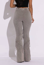 Load image into Gallery viewer, Mineral washed fringe flare pants - $39.00