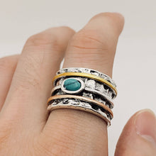 Load image into Gallery viewer, Retro Imitation Turquoise Plated Three-color Ring