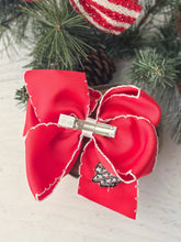 Load image into Gallery viewer, Christmas Tree Cake Embroidered Hair Bow | Clip or Headband