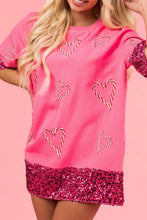 Load image into Gallery viewer, PINK SEQUIN SHORT SLEEVE TOP - $27.30