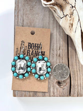 Load image into Gallery viewer, Western Style Rhinestone Turquoise Stone Dangle Earrings