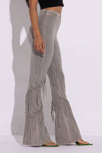 Load image into Gallery viewer, Mineral washed fringe flare pants - $39.00