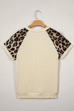 Load image into Gallery viewer, Ribbed Color Block Leopard Contrast Sleeve Loose Tee (S-XL) $26.99
