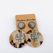Load image into Gallery viewer, Western Style Cactus Animal Skin Double Charm Earrings - WJ