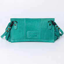 Load image into Gallery viewer, Leather Crossbody with Hand-Tooled Floral Flap &amp; Fringe - $51.00