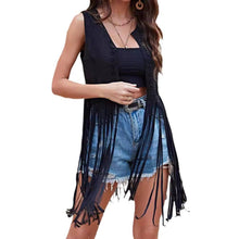 Load image into Gallery viewer, Women Casual Retro Solid Color Suede Tassel Vest - $29.99