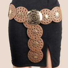 Load image into Gallery viewer, Faux Leather Grommet Disc Chain Belt - $29.99