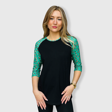 Load image into Gallery viewer, Cheetah Black Green Top - $26.99