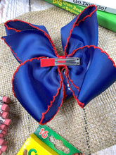 Load image into Gallery viewer, School Grade Embroidered Apple Moonstitch Bow