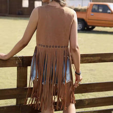 Load image into Gallery viewer, Women Casual Retro Solid Color Suede Tassel Vest - $29.99