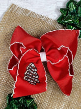 Load image into Gallery viewer, Christmas Tree Cake Embroidered Hair Bow | Clip or Headband