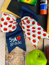 Load image into Gallery viewer, School Grade Embroidered Cheer Bow