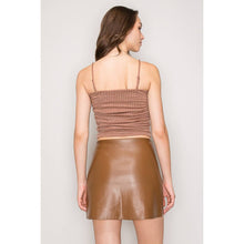 Load image into Gallery viewer, Faux Leather High Waist Double Slit Mini Skirt