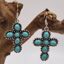 Load image into Gallery viewer, Classic Turquoise Cross Earrings
