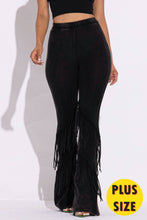 Load image into Gallery viewer, Mineral washed fringe flare pants - $39.00