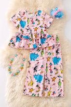 Load image into Gallery viewer, Pink ruffle top &amp; wide legged pants. OFG50483 JEANN