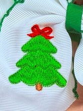 Load image into Gallery viewer, Christmas Tree Embroidered Moonstitch Hair Bow $8.00