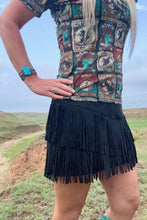 Load image into Gallery viewer, FORT WORTH FRINGE SKIRT BLACK - $45.90