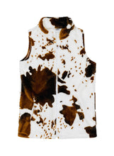 Load image into Gallery viewer, Sherpa Brown Cow Vest Women $24.00
