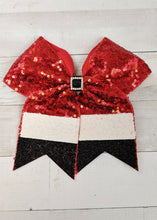 Load image into Gallery viewer, Santa Claus Sequin Cheer Bow $10.00