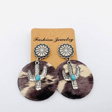 Load image into Gallery viewer, Western Style Cactus Animal Skin Double Charm Earrings - WJ
