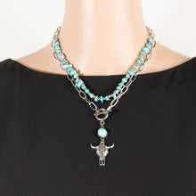 Load image into Gallery viewer, Turquoise Chip Western Charm Toggle Necklace
