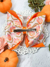 Load image into Gallery viewer, Double Layered Pumpkin Hair Bow $10.00