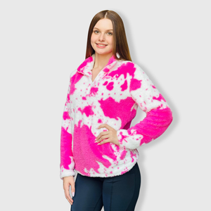 Sherpa Pink Cow Pullover Women: X-Large