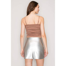 Load image into Gallery viewer, Faux Leather High Waist Double Slit Mini Skirt