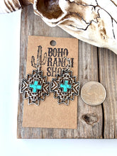 Load image into Gallery viewer, Western Filigree Turquoise Stone Dangle Earrings