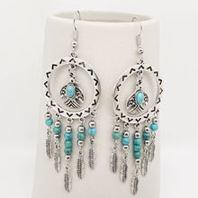Load image into Gallery viewer, Bird PendantTurquoise Tassel Earrings