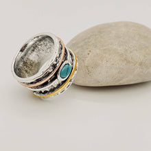 Load image into Gallery viewer, Retro Imitation Turquoise Plated Three-color Ring