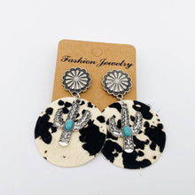 Load image into Gallery viewer, Western Style Cactus Animal Skin Double Charm Earrings - WJ