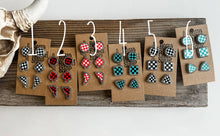 Load image into Gallery viewer, Western Checker Shape Post Combo Earring Set
