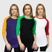 Load image into Gallery viewer, Adult 3/4 Sleeve Raglan Baseball T-Shirt - 35+ Colors