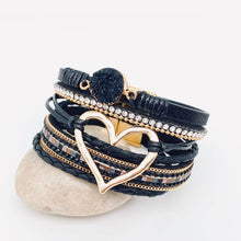 Load image into Gallery viewer, Multi-Layer Heart Charm Bangle Bracelets - BJ/LB