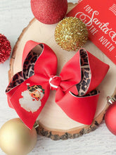 Load image into Gallery viewer, Double Layer Santa Animal Print Hair Bow $10.00