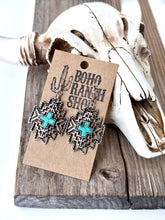 Load image into Gallery viewer, Western Filigree Turquoise Stone Dangle Earrings