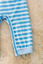 Load image into Gallery viewer, Blue and white character applique romper. $11.99