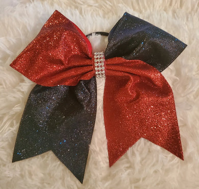 Cheer Bow - Glitter Red & Black