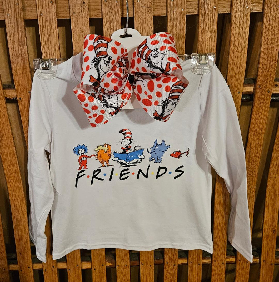 Long sleeve Dr. Seuss tshirt with matching bow