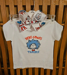 Short sleeve Dr. Seuss tshirt with matching bow