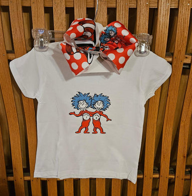 Short sleeve Dr. Seuss tshirt with matching bow